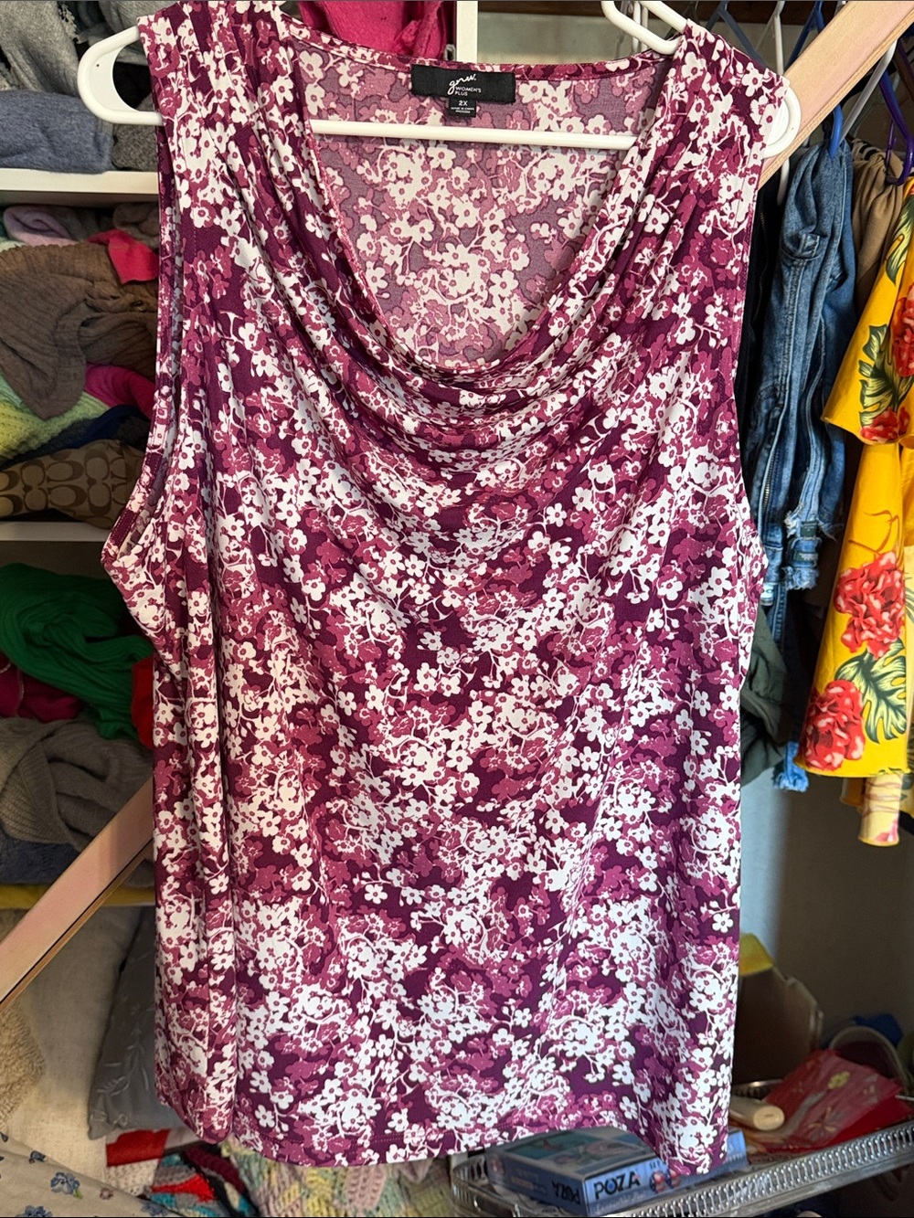 GNW Pink Floral Cowl Neck Tank